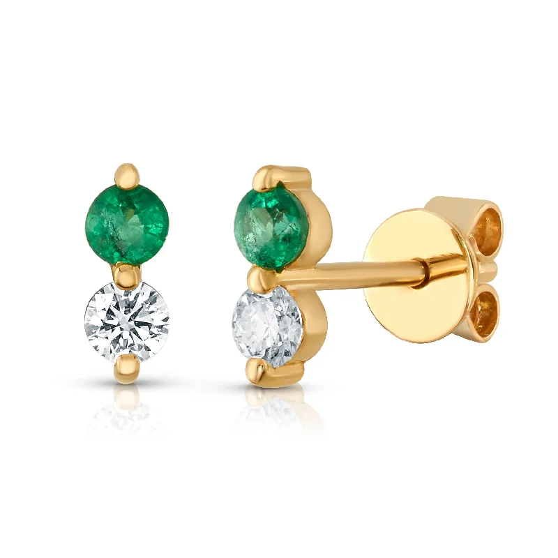 Women’s sapphire engagement rings-DIAMOND & EMERALD STUDS, 14kt gold