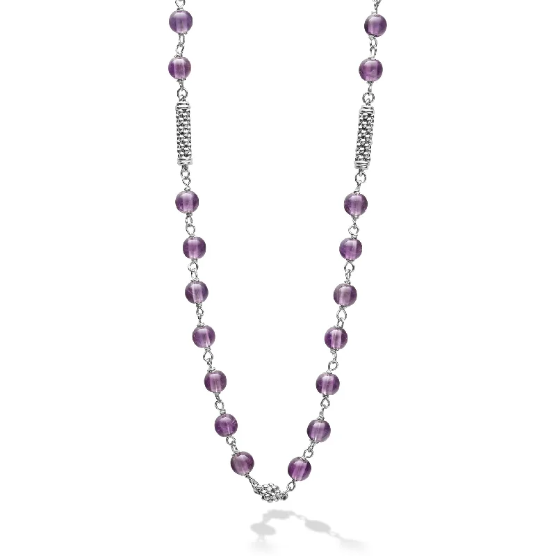 Women’s bold necklaces-Caviar Icon Amethyst Beaded Necklace