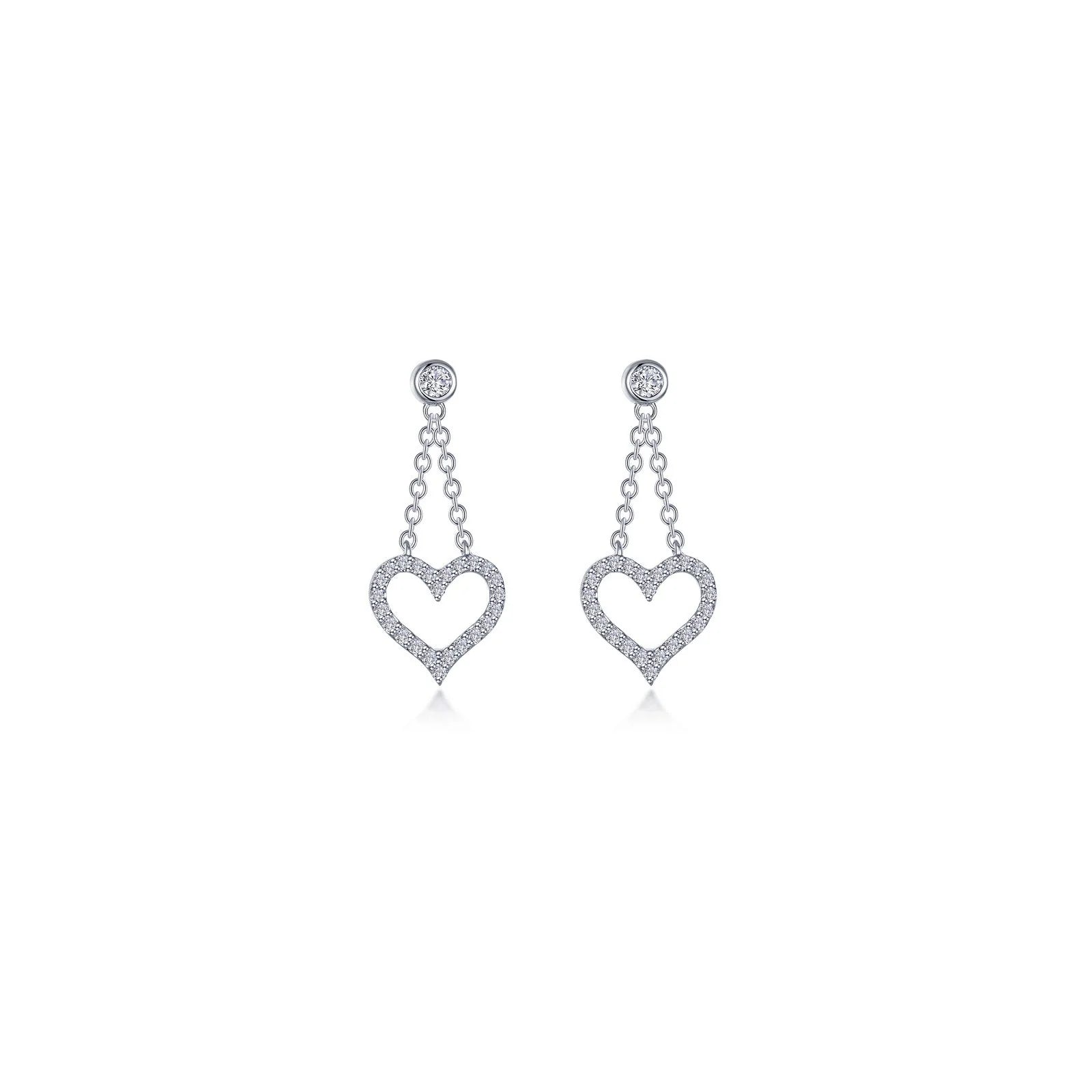 Women’s silver huggie earrings-Lafonn Simulated Diamond Cut-out Heart Dangle Earrings E0616CLP00