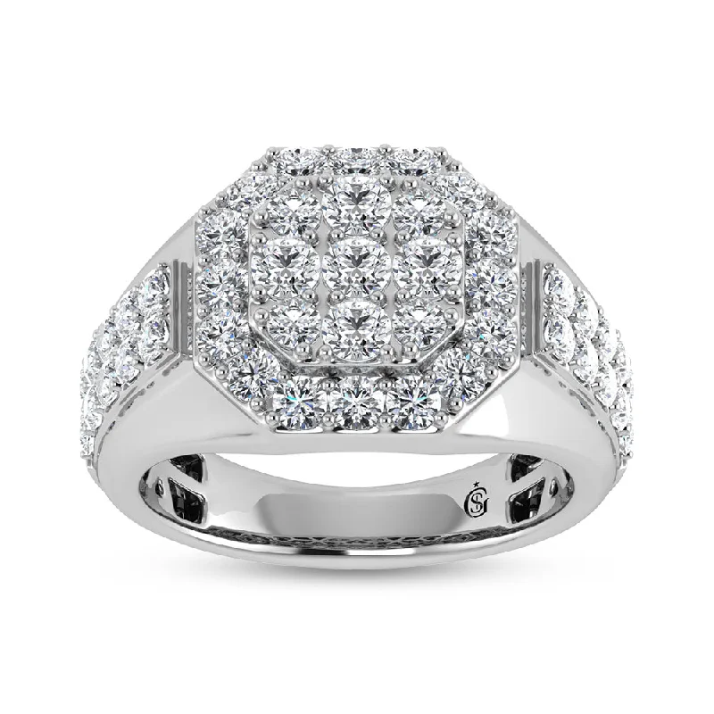 Women’s cushion-cut diamond engagement rings-14K White Gold Lab Grown Diamond 2 1/2 Ct.Tw. Mens Ring