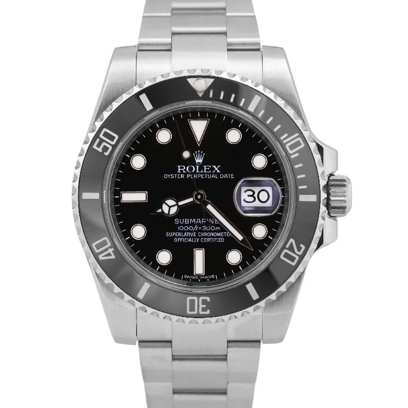 Unisex smartwatches for Android-MINT PAPERS Rolex Submariner Date Steel BLACK Ceramic 40mm 116610 LN Watch BOX