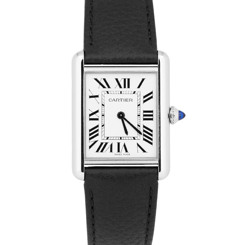 Unisex silicone strap watches-MINT PAPERS Cartier Tank Must 33mm x 25mm Steel Leather WSTA0041 Watch 4323 BOX