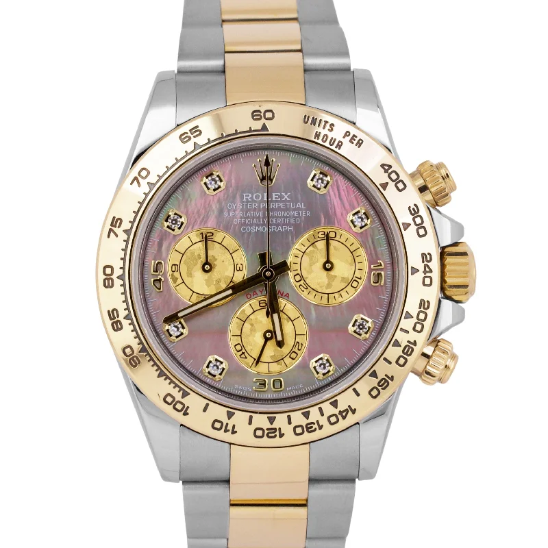 Unisex luxury smartwatches-2022 Rolex Daytona Cosmograph MOTHER OF PEARL DIAMOND 40mm 18K Gold Steel 116503