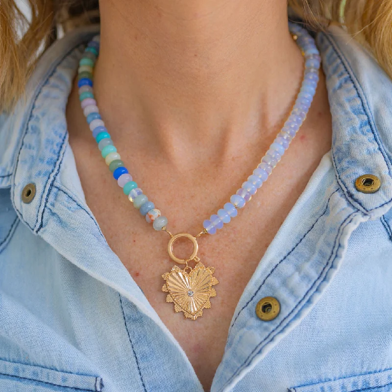 Women’s sleek gold necklaces-Joy Gemstone and Lucky Heart  Necklace