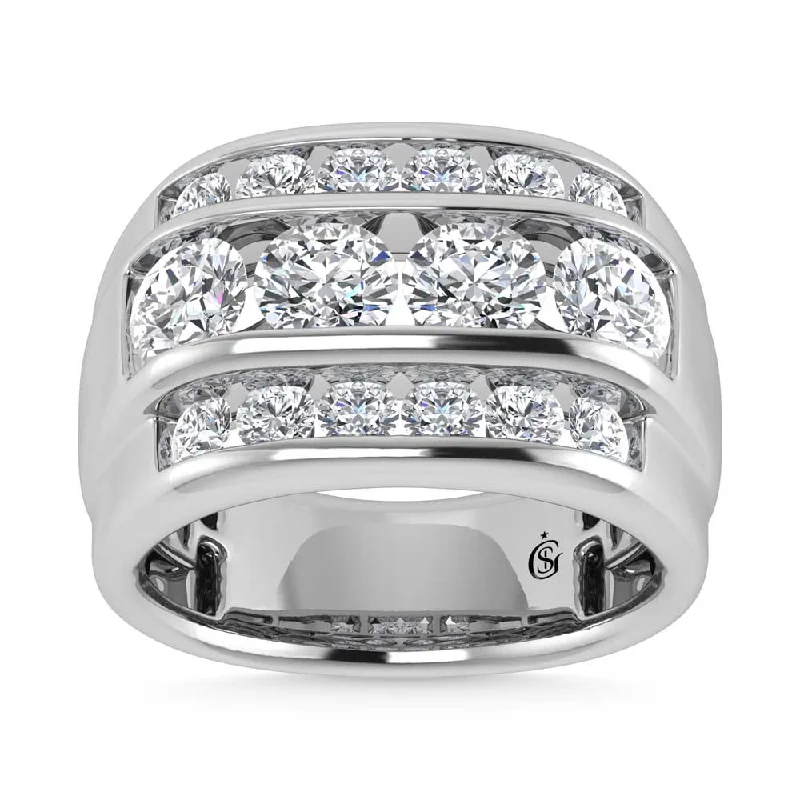 Women’s sapphire and diamond engagement rings-14K White Gold  5 Ct.Tw. Lab Grown Diamond Channel Set Mens Ring