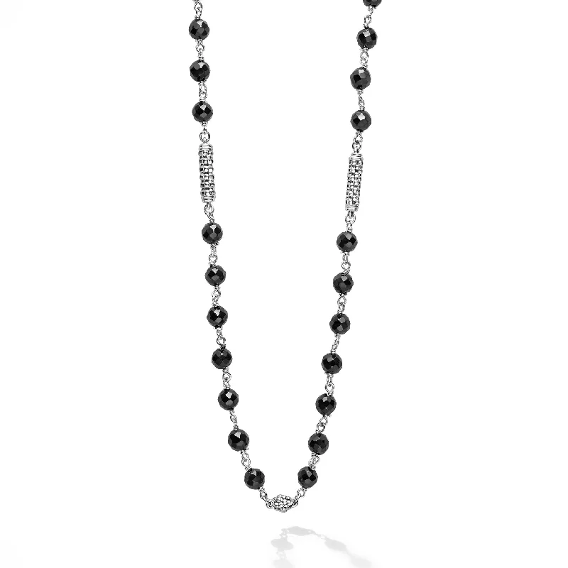 Women’s heart-shaped necklaces-Caviar Icon Black Ceramic Beaded Necklace