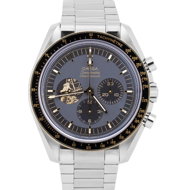 Unisex black leather watches-MINT Omega Speedmaster Apollo 50th Anniversary 18K Steel 310.20.42.50.01.001 BOX