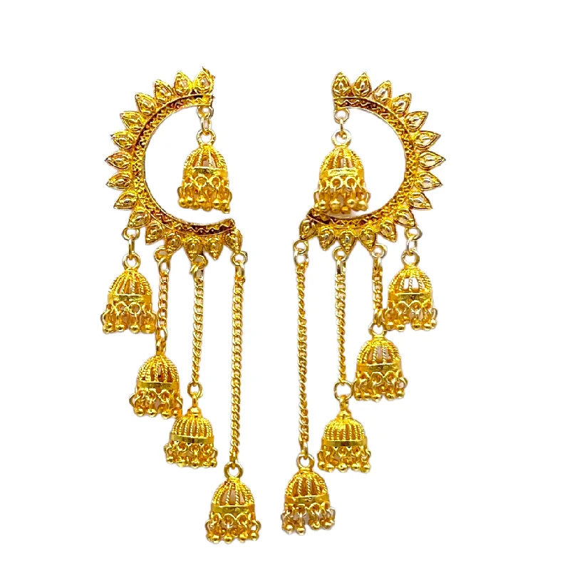 Women’s butterfly diamond earrings-Gold  Dangling chain with small Zumkhi stylish Earrings