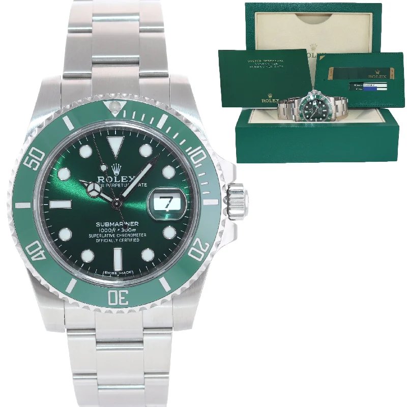 Unisex digital sports watches-MINT PAPERS Rolex Submariner Hulk Green Dial Ceramic 116610LV Steel Watch Box