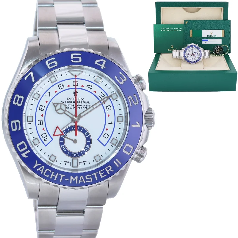 Unisex durable digital watches-MINT PAPERS Rolex Yacht-Master II 2 NEW MERCEDES HANDS Steel Blue 116680 Watch