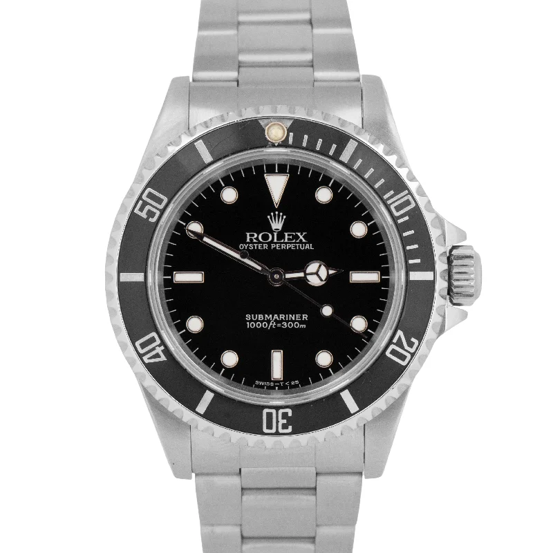 Unisex fashion watches-Rolex Submariner No-Date Stainless Steel Black 40mm Automatic Oyster Watch 14060