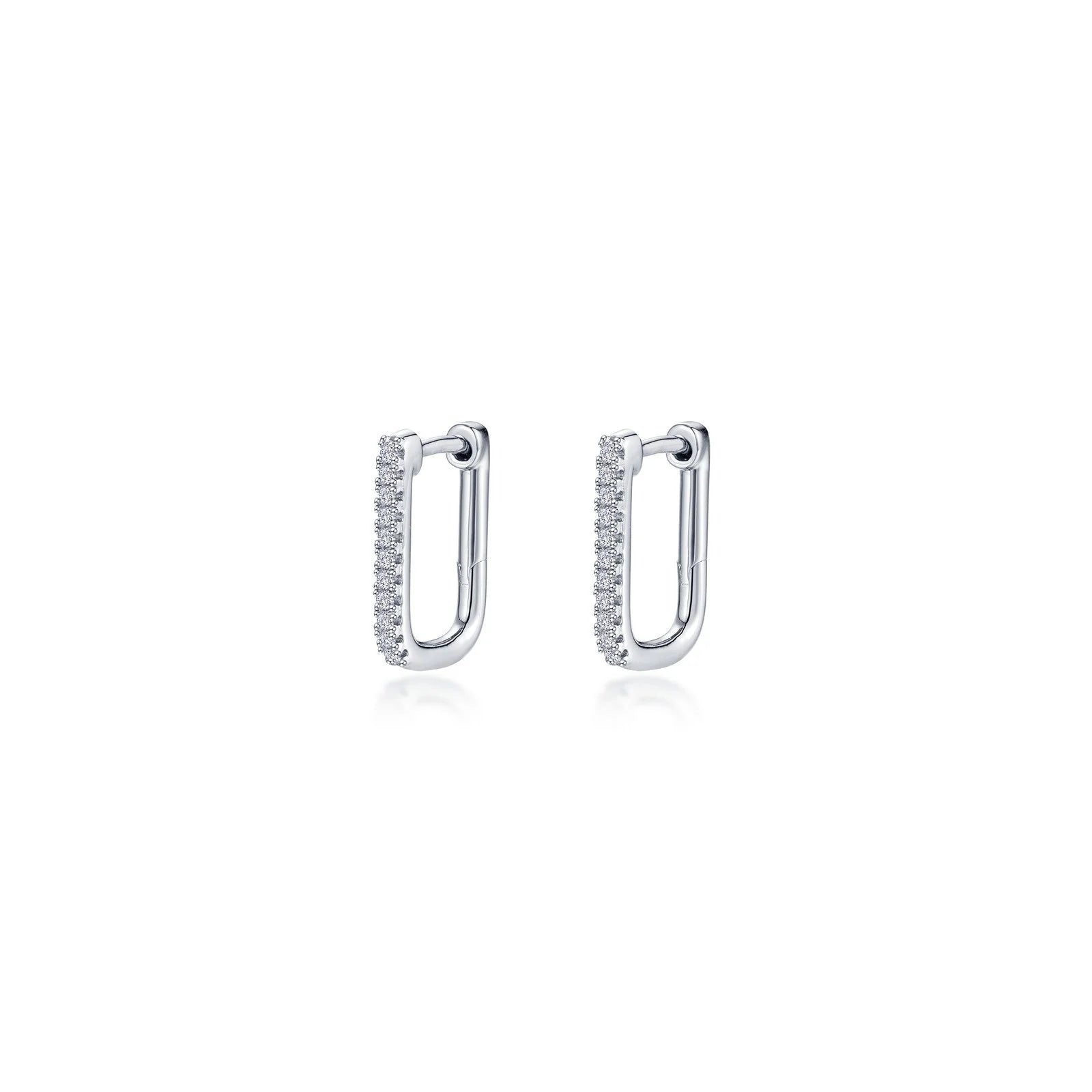 Women’s classic hoop earrings-Lafonn Simulated Diamond Rectangle Hoop Earrings E0630CLP00