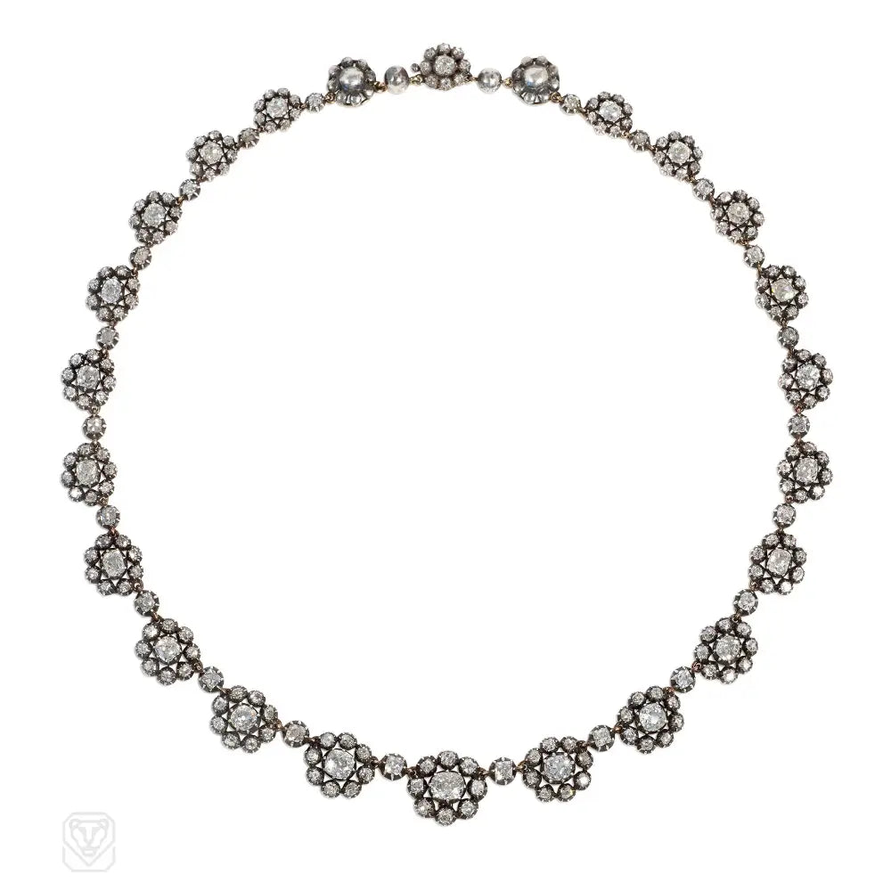 Women’s luxury necklaces-Antique diamond cluster necklace