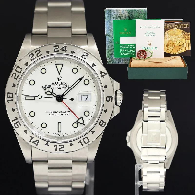 Unisex military design watches-2000 MINT PAPERS Rolex Explorer II White 16570 40mm Polar Watch Box