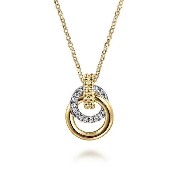 Women’s yellow gold necklaces-14K White & Yellow Gold Bujukan Diamond Pendant Necklace