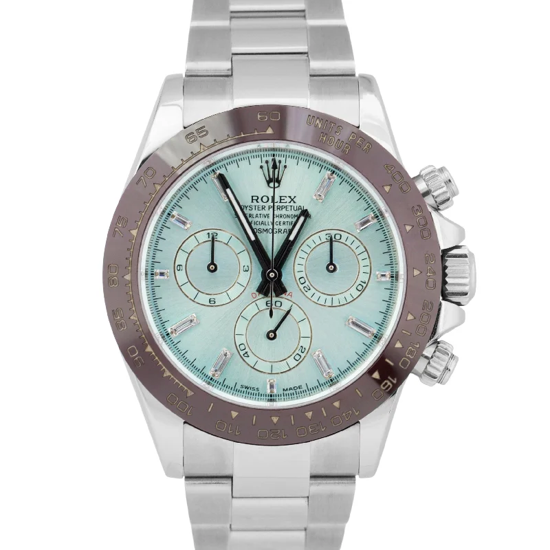 Unisex fitness trackers-Rolex Daytona 116500 LN GLACIER BLUE DIAMOND Ceramic Stainless Steel 40mm Watch