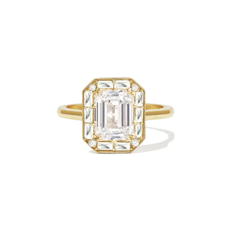 Women’s bold engagement rings-The Not So Mini French Cut Halo Diamond Mosaic Ring