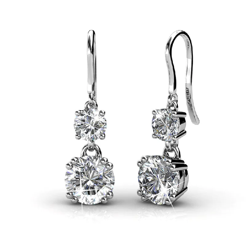 Women’s gold plated stud earrings-Kadence 18k White Gold Plated Drop Dangle Earrings with Swarovski Crystals