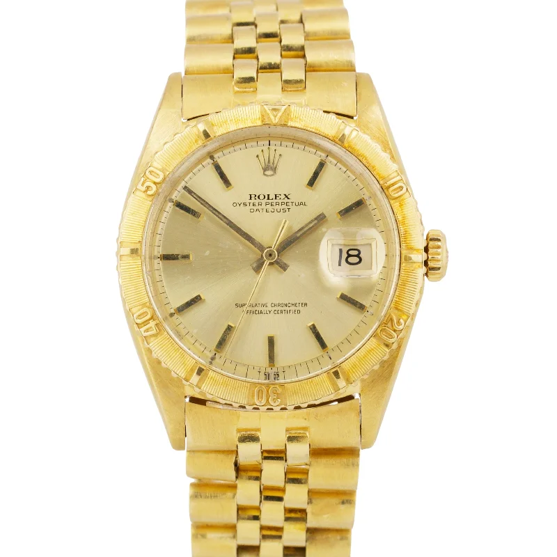 Unisex smartwatches for fitness-1970 Rolex DateJust Turn-O-Graph CHAMPAGNE 36mm 18K Yellow Gold JUBILEE 1625