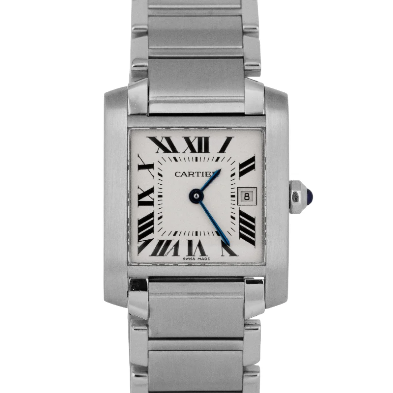 Unisex durable digital watches-MINT Ladies Cartier Tank Francaise Midsize 2465 Roman Quartz Watch W51011Q3