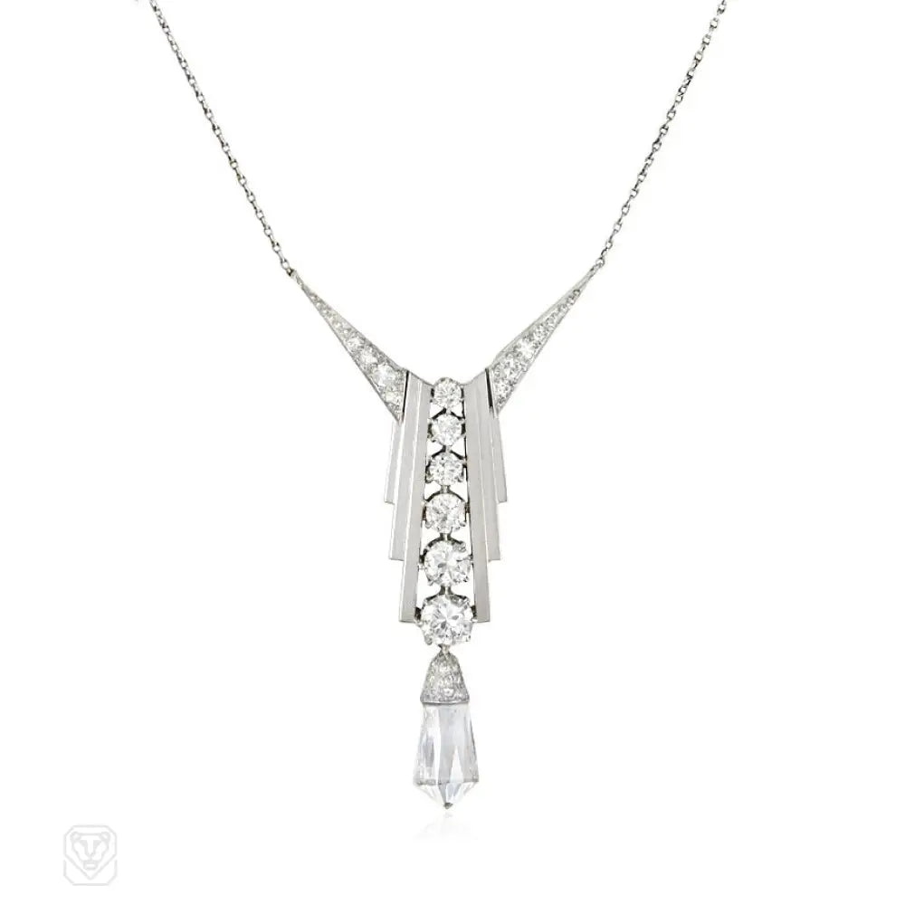 Women’s multi-strand necklaces-Art Deco diamond pendant necklace, Garrard