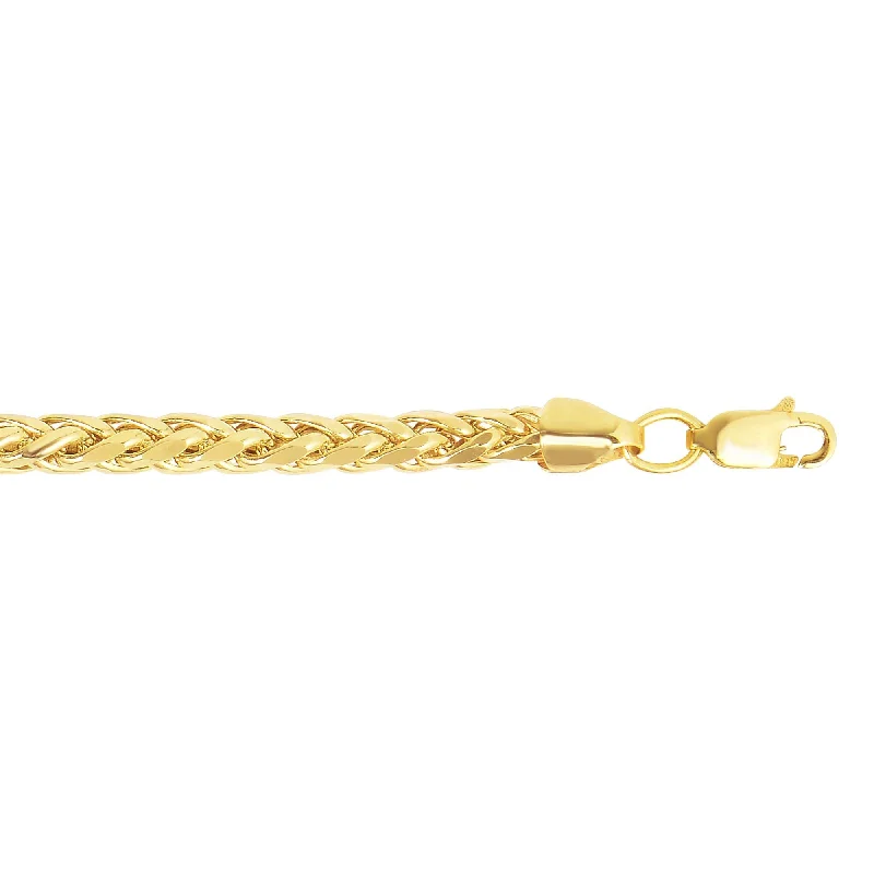 Women’s sustainable engagement rings-Yellow 14K Gold 4.1mm Diamond Cut Lite Round Wheat Chain