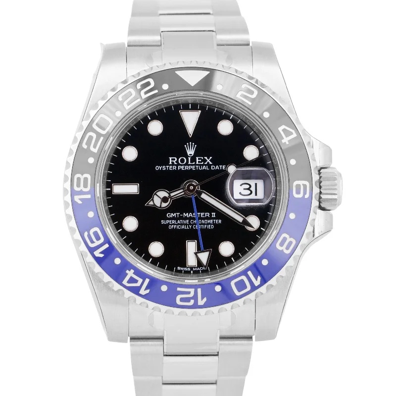 Unisex high-tech smartwatches-NEW STICKERED NOS PAPERS Rolex GMT-Master II BATMAN Blue 40mm 116710 BLNR BOX