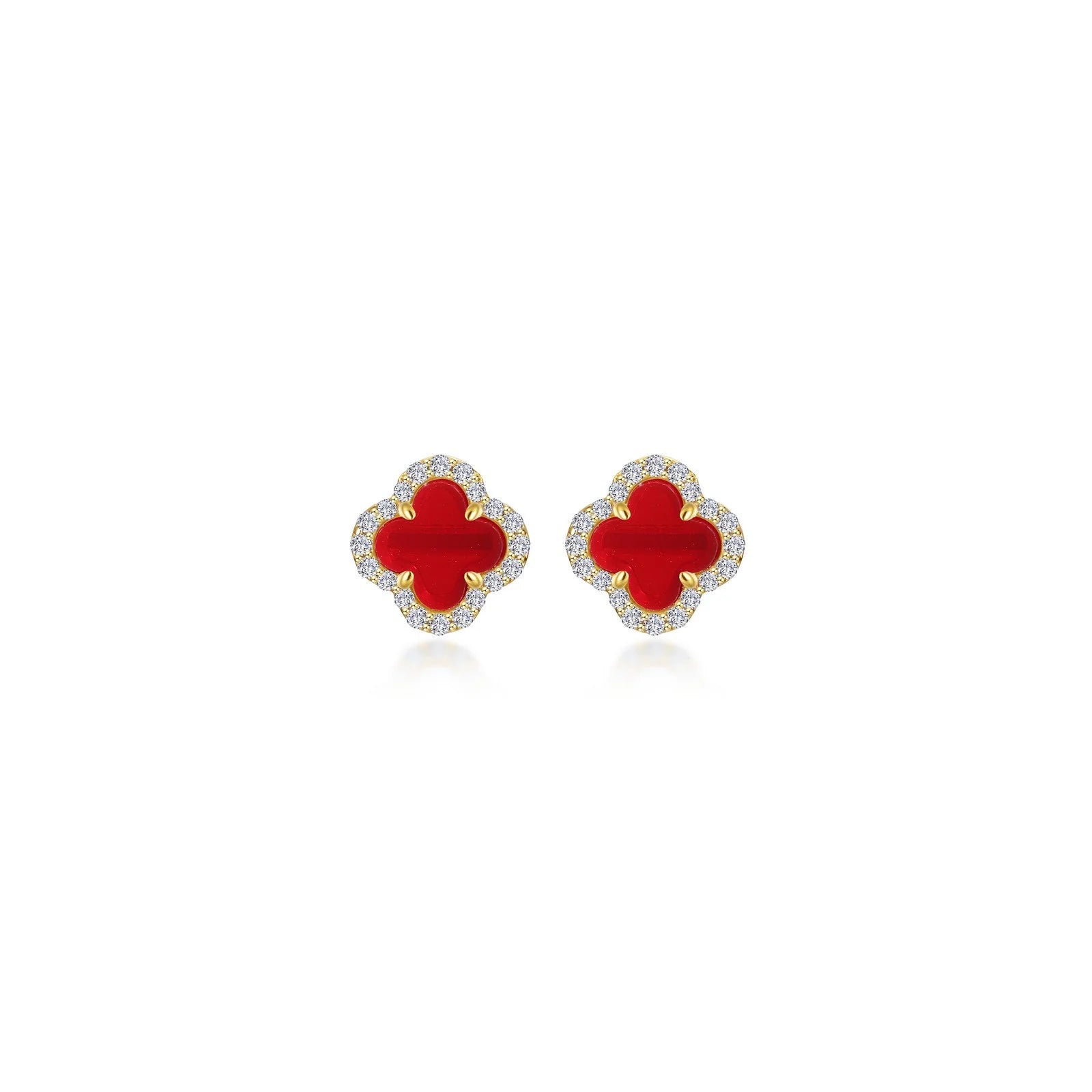 Women’s dangle earrings-Lafonn Simulated Diamond & Red Agate Halo Stud Earrings E0609AGG00