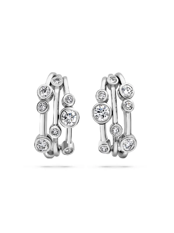 Women’s trendy earrings-Raindance Platinum Diamond Hoop Earrings