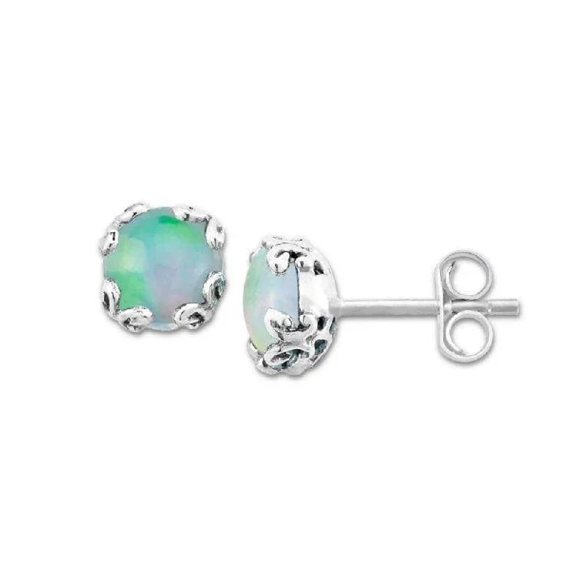 Women’s contemporary earrings-Samuel B. Opal Birthstone Glow Stud Earrings - October