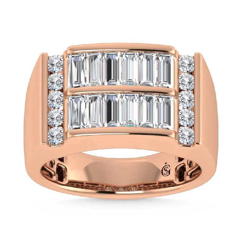 Women’s sparkling engagement rings-14K Rose Gold  1 5/8 Ct.Tw. Lab Grown Diamond Mens Ring