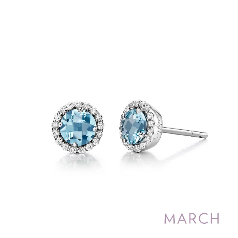 Women’s diamond stud earrings-Lafonn Simulated Diamond Aquamarine Birthstone Earrings - March BE001AQP