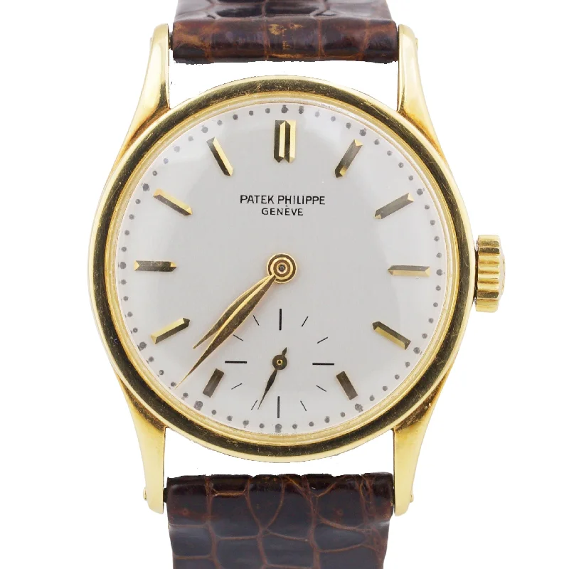 Unisex smartwatches for fitness-VINTAGE Patek Philippe Calatrava 96 30.5mm 18K Yellow Gold Manual Leather BOX