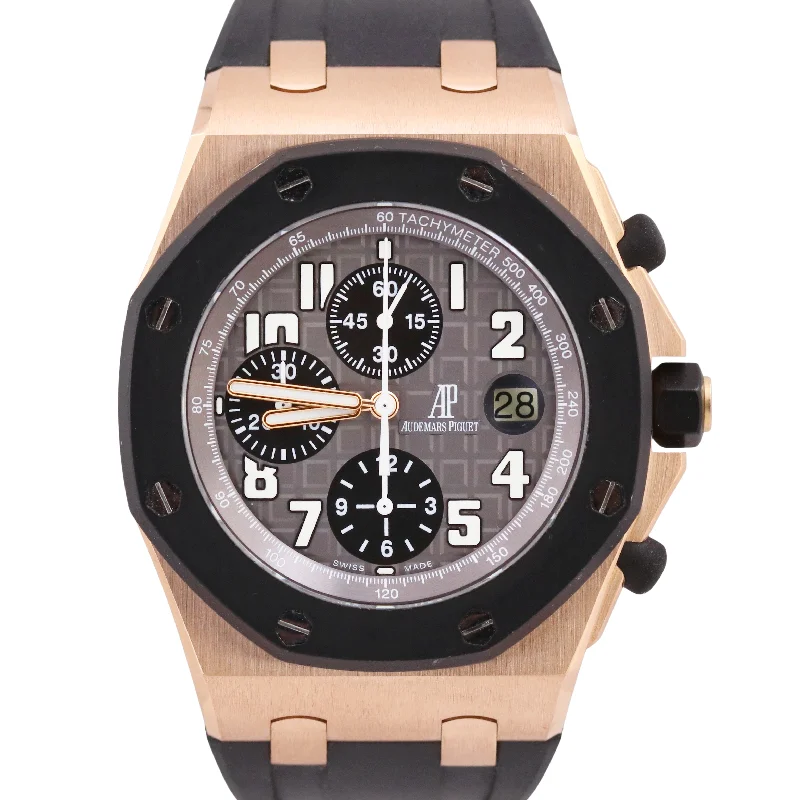 Unisex modern watches-Audemars Piguet Royal Oak Offshore 18K ROSE GOLD Gray Chronograph 42mm 25940OK