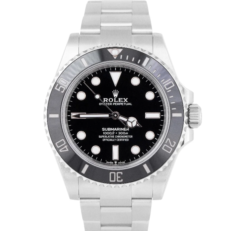 Unisex high-end watches-2021 NEW PAPERS Rolex Submariner 41mm Ceramic No-Date Black Steel 124060 LN BOX