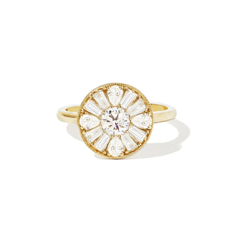 Women’s brilliant-cut engagement rings-Pear & Round Brilliant Cut Diamond Mosaic Ring