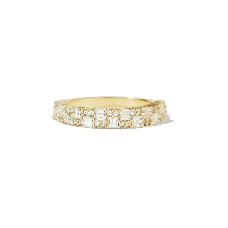 Women’s art deco engagement rings-Deco Brick Diamond Mosaic Band