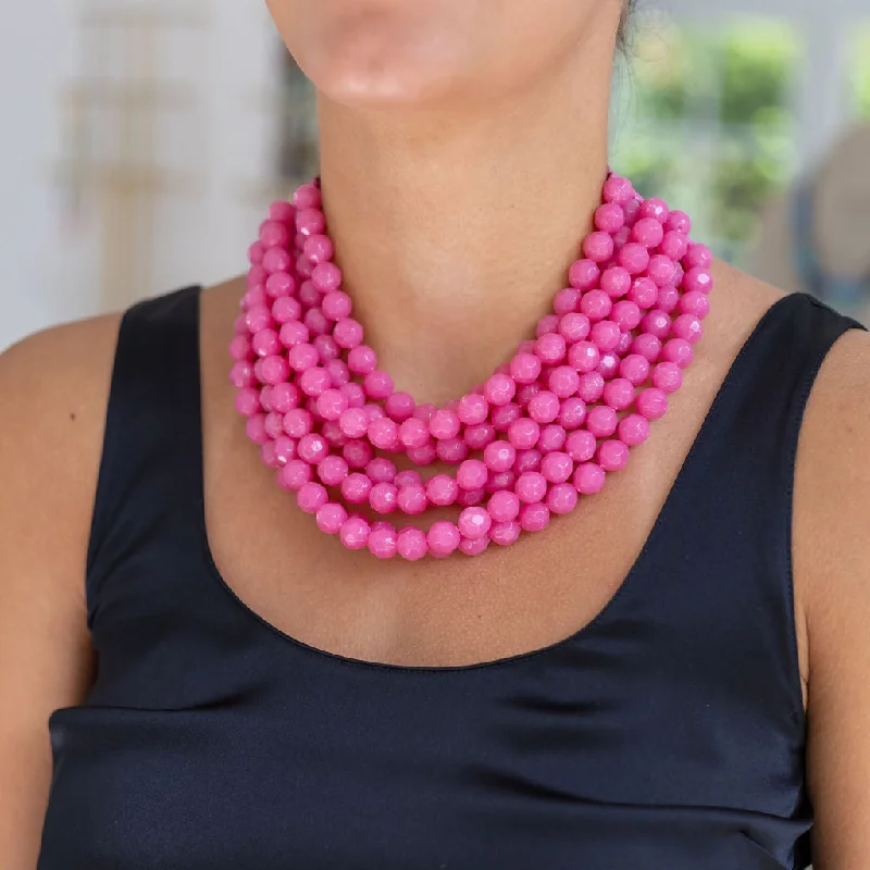 Women’s sleek necklaces-Hot Pink Resin Statement Necklace