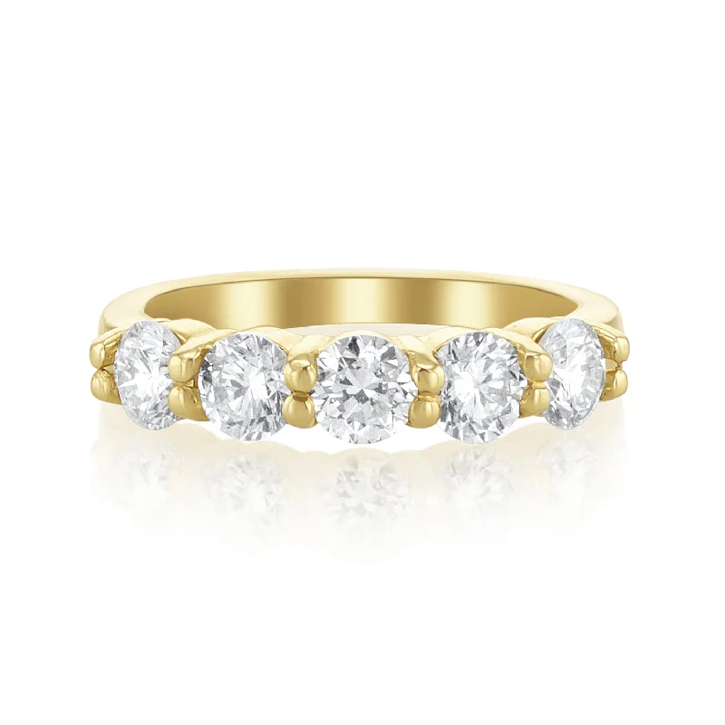 Women’s platinum band engagement rings-1.37 Carat Lab Grown Diamond Band in 14k Yellow Gold