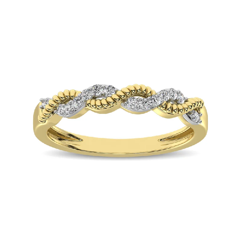 Women’s sustainable engagement rings-Diamond 1/10 Ctw  Twist Band in 14K Yellow Gold