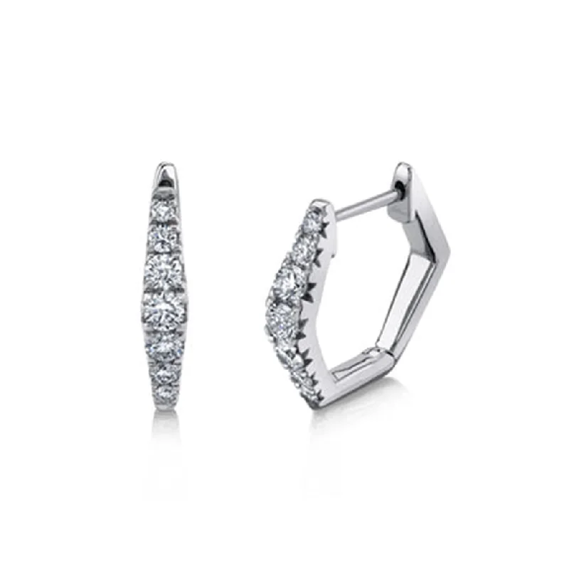 Women’s huggie earrings-14K White Gold 0.49ctw Diamond Geometric Hoop Earrings by Shy Creation