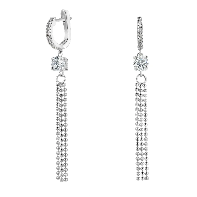 Women’s opal earrings-Raya 18k White Gold Plated Silver Dangle Earrings with Simulated Diamond Crystals