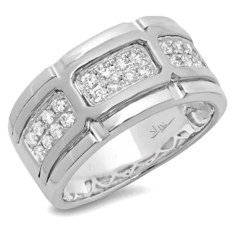 Women’s cushion cut engagement rings-14K White Gold Diamond Men's Band