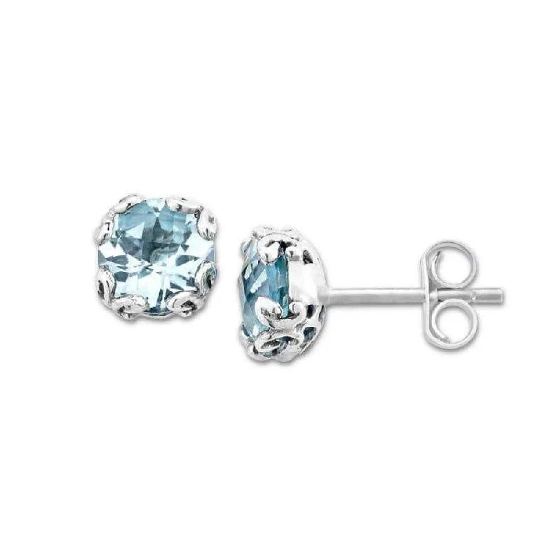 Women’s sparkling hoop earrings-Samuel B. Blue Topaz Birthstone Glow Stud Earrings - December