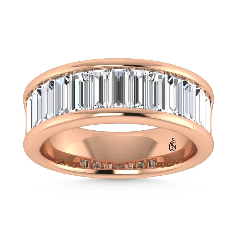 Women’s personalized engagement rings-14K Rose Gold Lab Grown Diamond 2 7/8 Ct.Tw. Slim Baguette Mens Ring