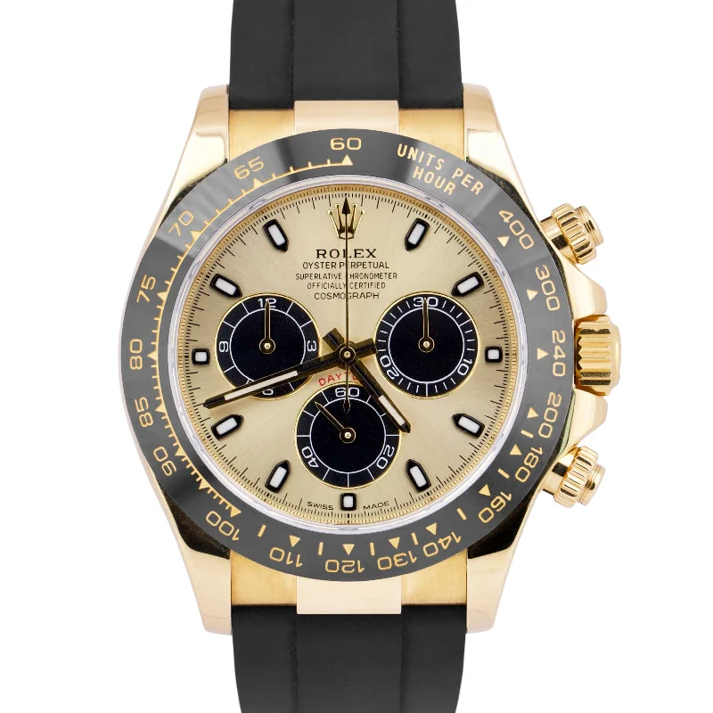 Unisex classic watches-2023 NEW PAPERS Rolex Daytona 18K Gold CHAMPAGNE Oysterflex YML 116518 LN Watch