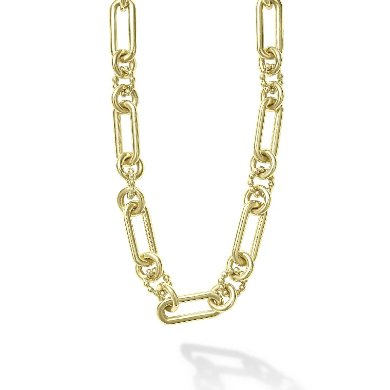 Women’s adjustable chain necklaces-Signature Caviar 18K Gold Link Necklace