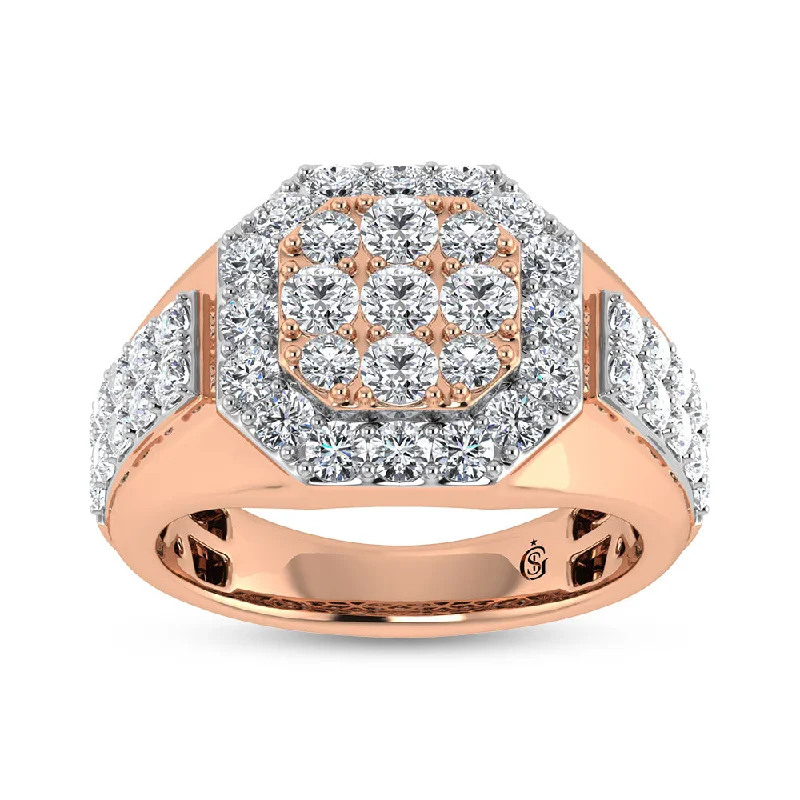 Women’s diamond engagement rings-14K Rose Gold Lab Grown Diamond 2 1/2 Ct.Tw. Mens Ring