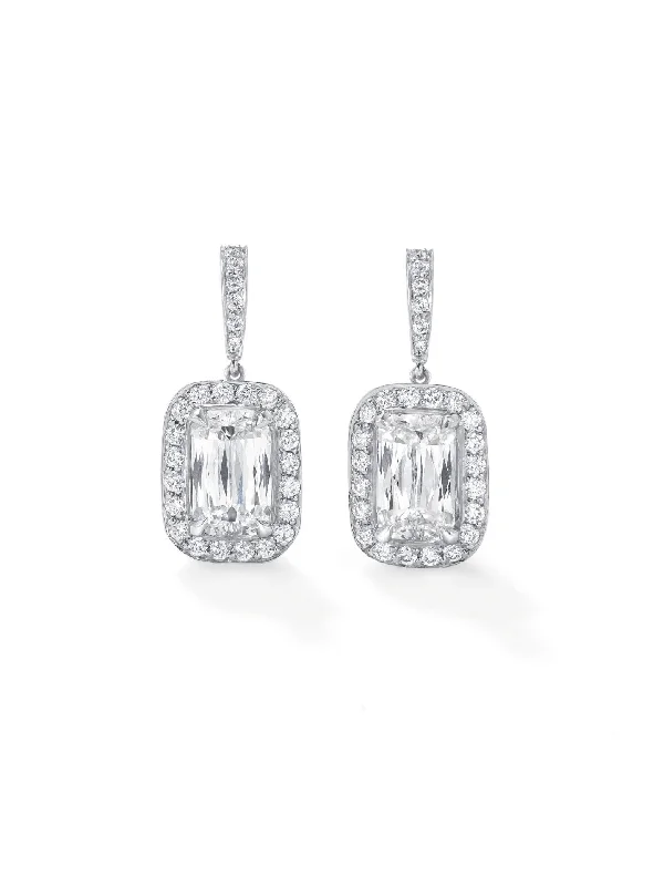 Women’s silver earrings-Vintage Ashoka Diamond Drop Earrings