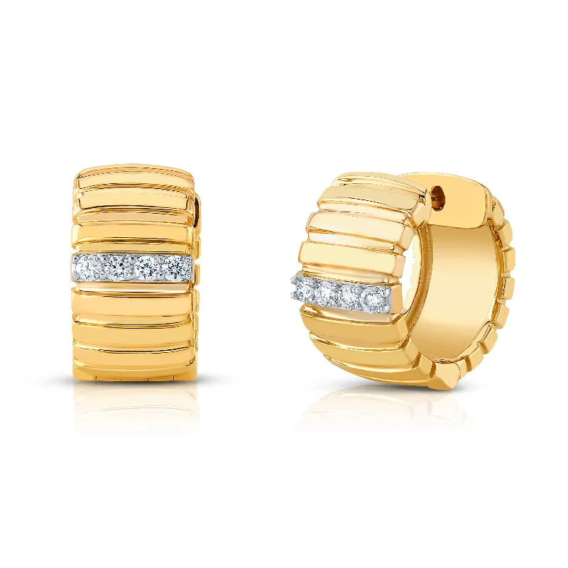 Women’s gold engagement rings-DIAMOND BARREL HUGGIES, 14kt gold